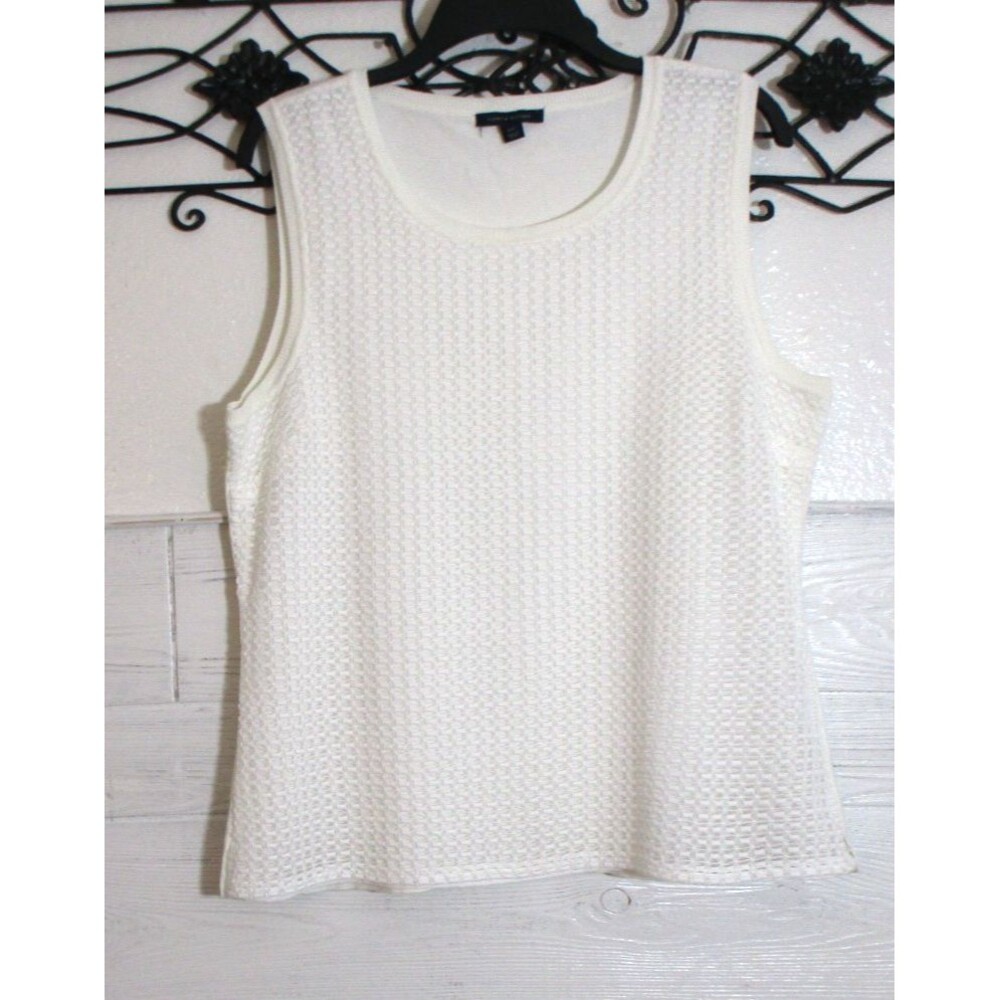 Tommy Hilfiger Women's Knit Top Size L Sleeveless White Round Neck